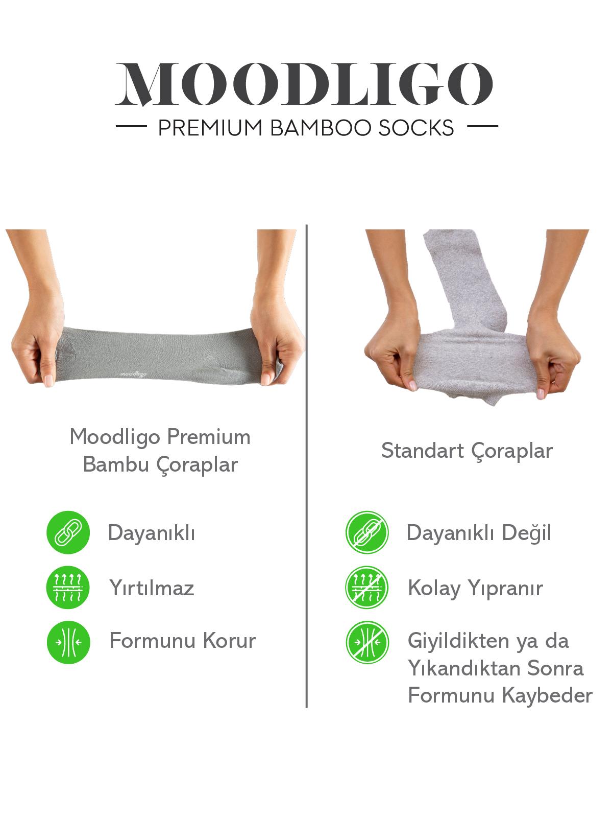 Erkek 6'lı Premium Bambu Patik Çorap - 2 Füme 2 Beyaz 2 Lacivert - Kutulu