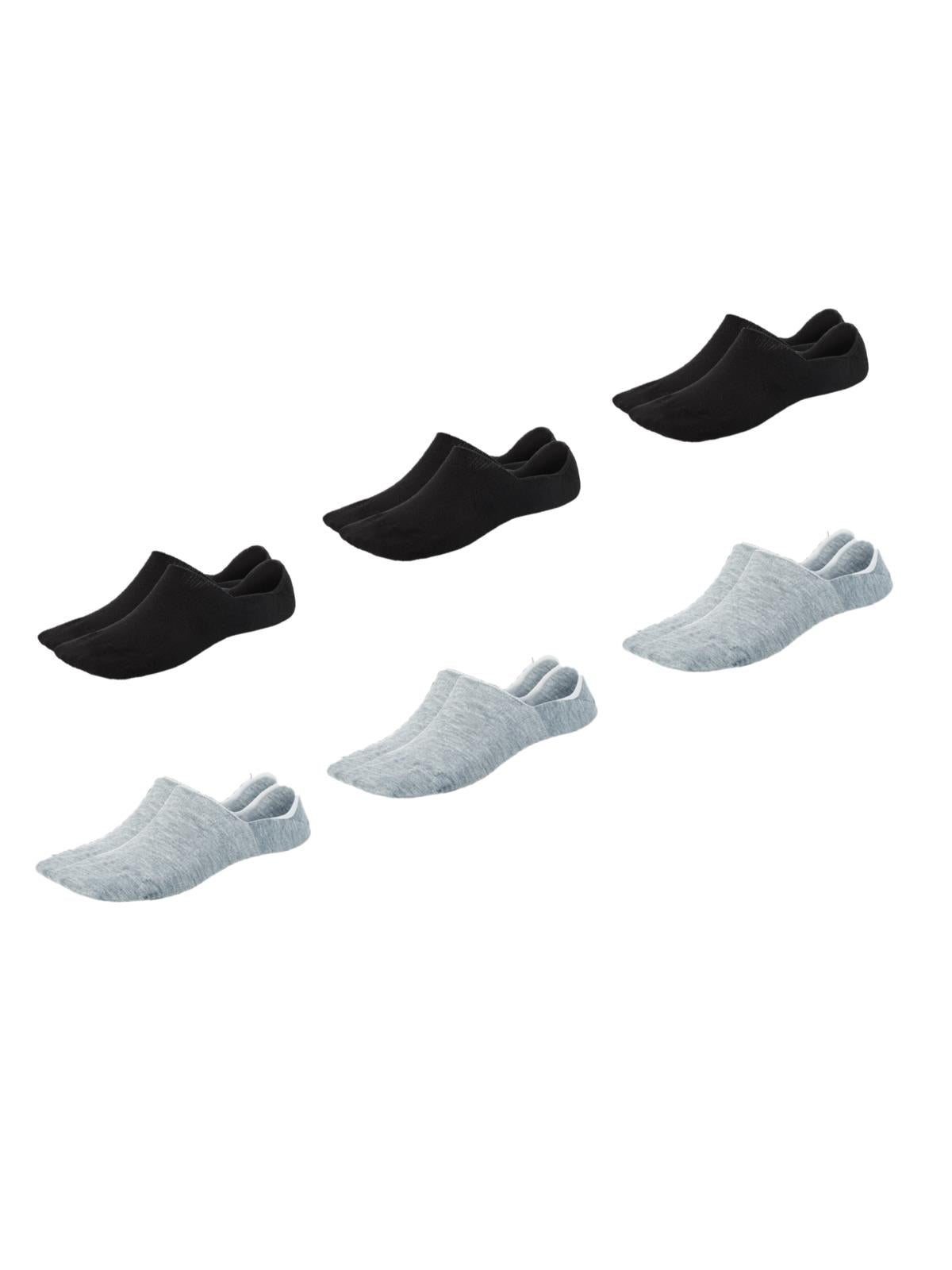 Erkek 6'lı Premium Pamuk Görünmez Spor Çorap (Babet Çorap) - 3 Siyah 3 Gri - Kutulu