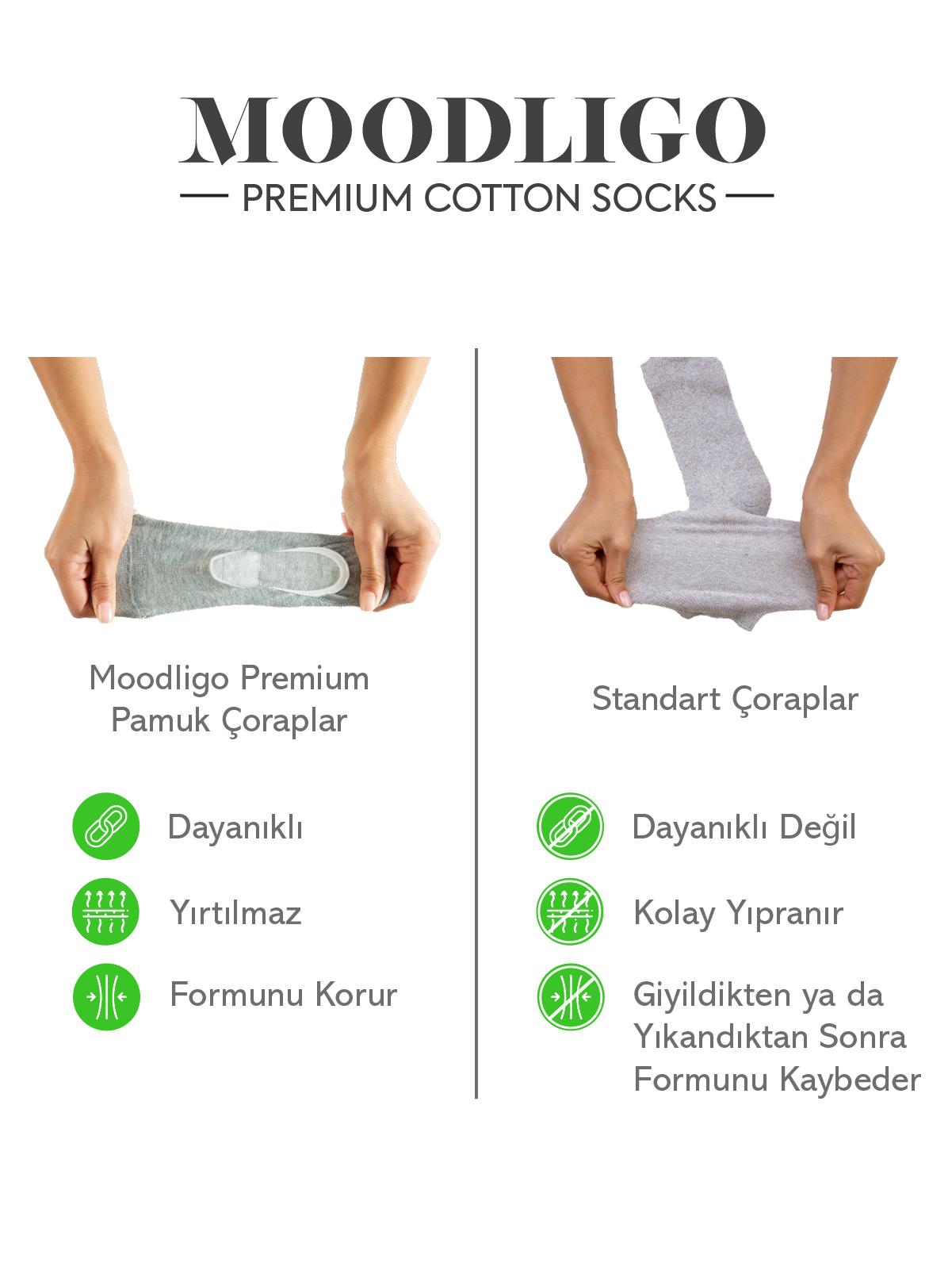 Moodligo Erkek 6'lı Premium Pamuk Görünmez Spor Çorap (Babet Çorap) - 3 Siyah 3 Beyaz - Kutulu