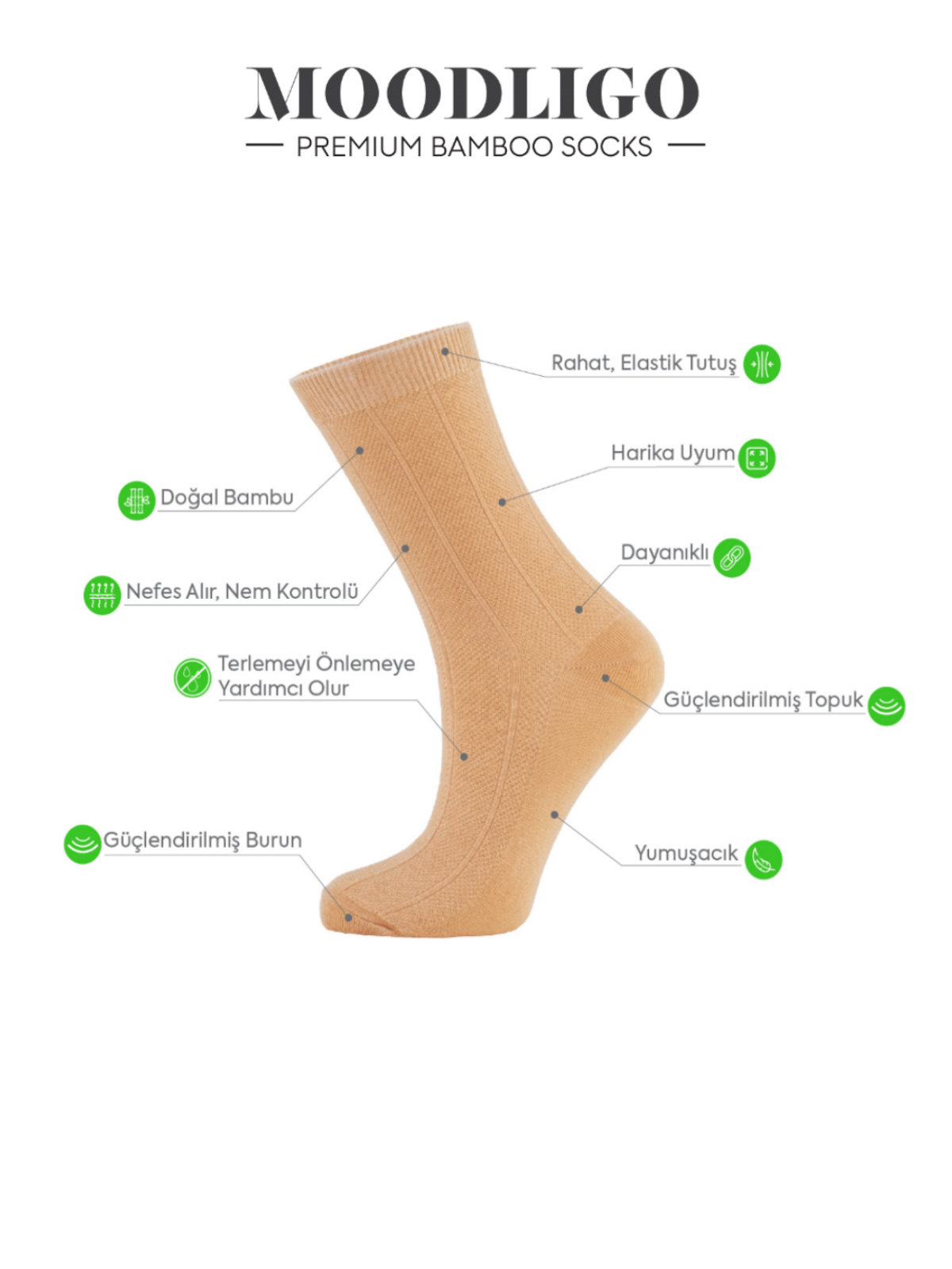 Kadın 4'lü Premium Çizgi Desenli Bambu Soket Çorap - Kutulu
