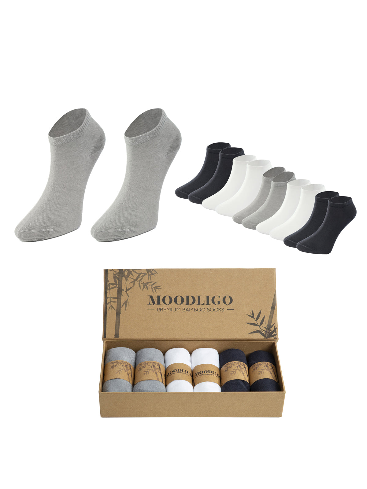 Erkek 6'lı Premium Bambu Patik Çorap - Kutulu